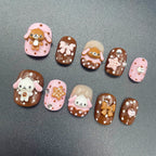Rabbit Pink Chocolate Color Press On Nails