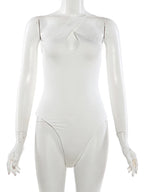 Kliou Bodis Irregular Ahuecado Sexy de Mujer, de Encaje con Parches, sin Espalda, sin Mangas, Ajustado Elástico, Hot Girls Street Hipster Bodycon