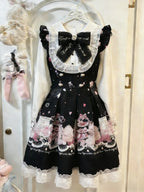 Vestido japonés JK dulce falso de dos piezas Kawaii nuevo con lazo estampado, vestidos Lolita delgados a la moda, trajes vintage Harajuku para mujer, estilo hada