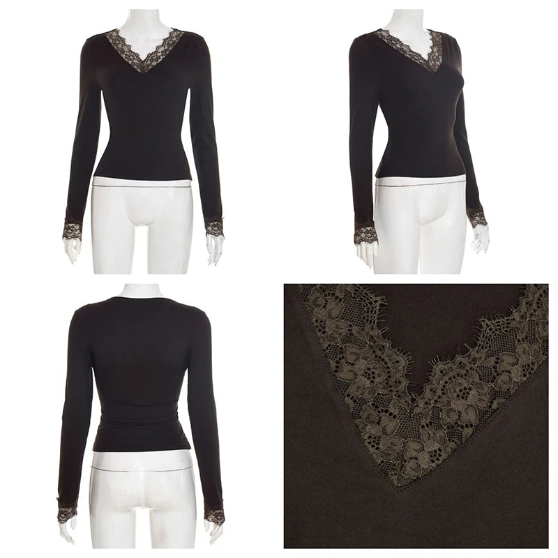 V-Neck Lace T-Shirt