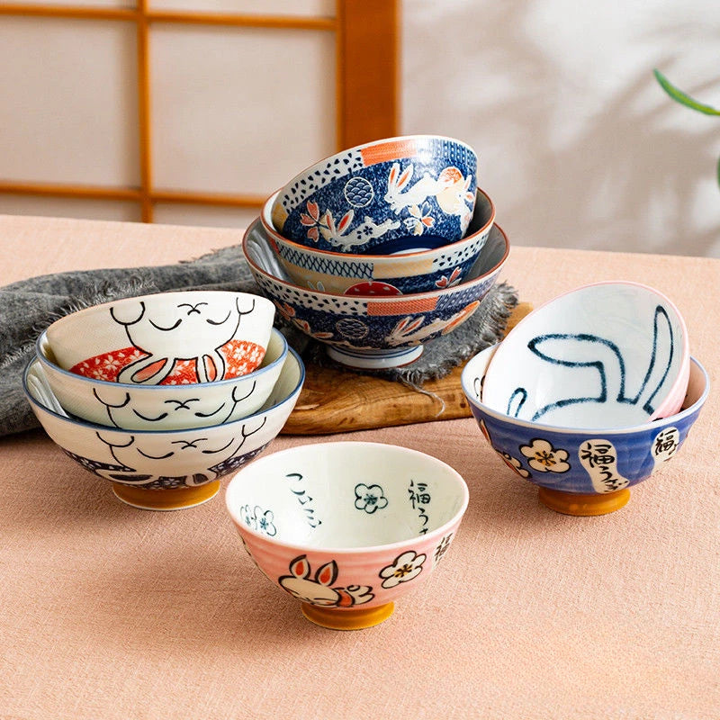 Japanese Cartoon Rabbit Ceramic Bowl