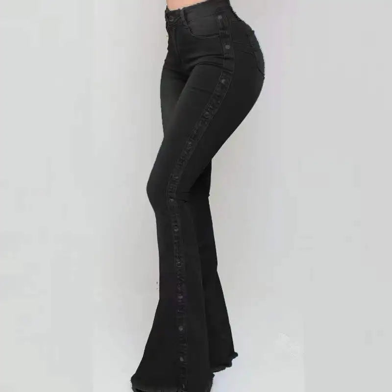 Ropa de mujer Nuevos Jeans Europea Americana 2025 nuevos populares de cintura alta elásticos tipo "speaker" para mujer pantalones largos Jeans
