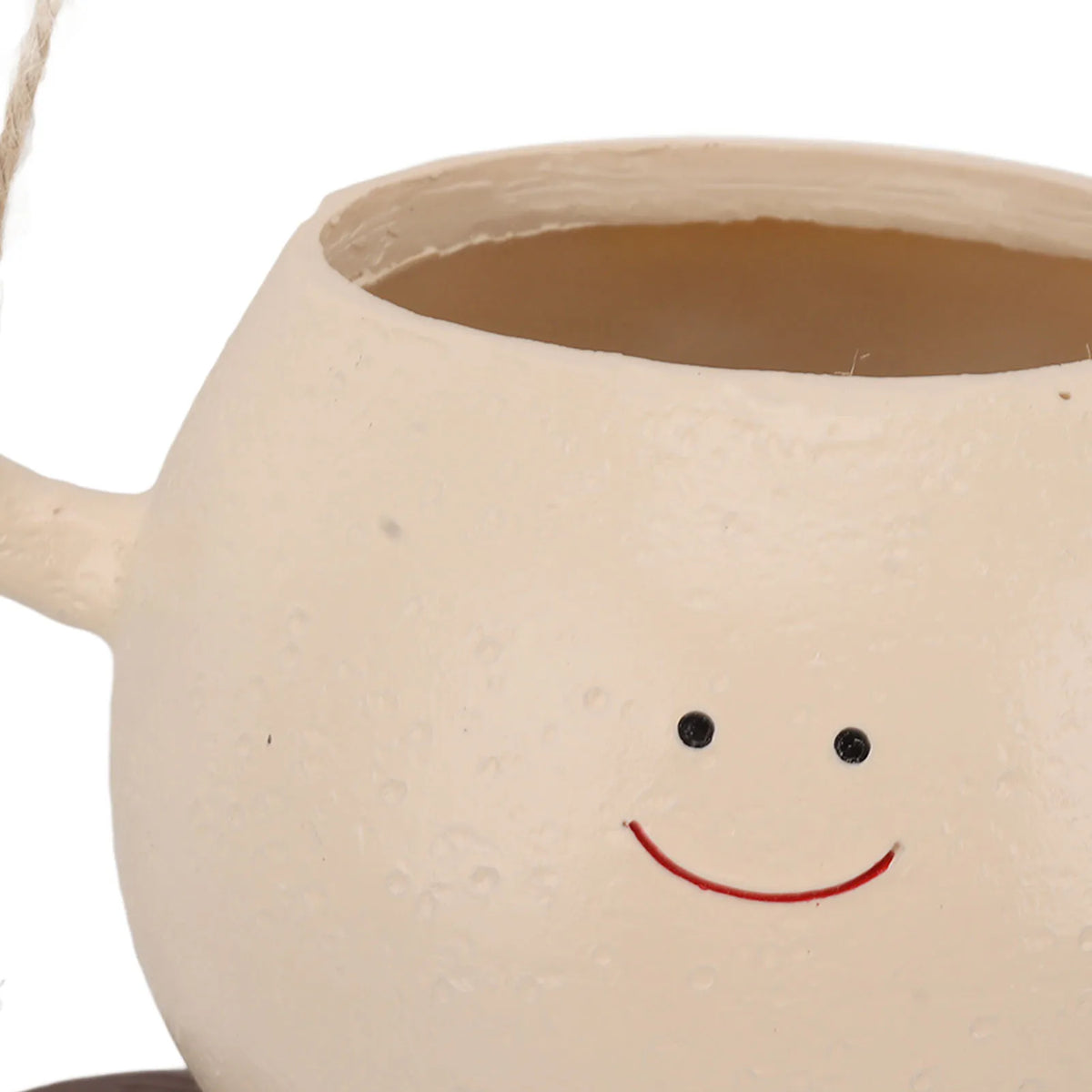 Swing Smile Face Flower Pot Resin Hanging Planter With Rope