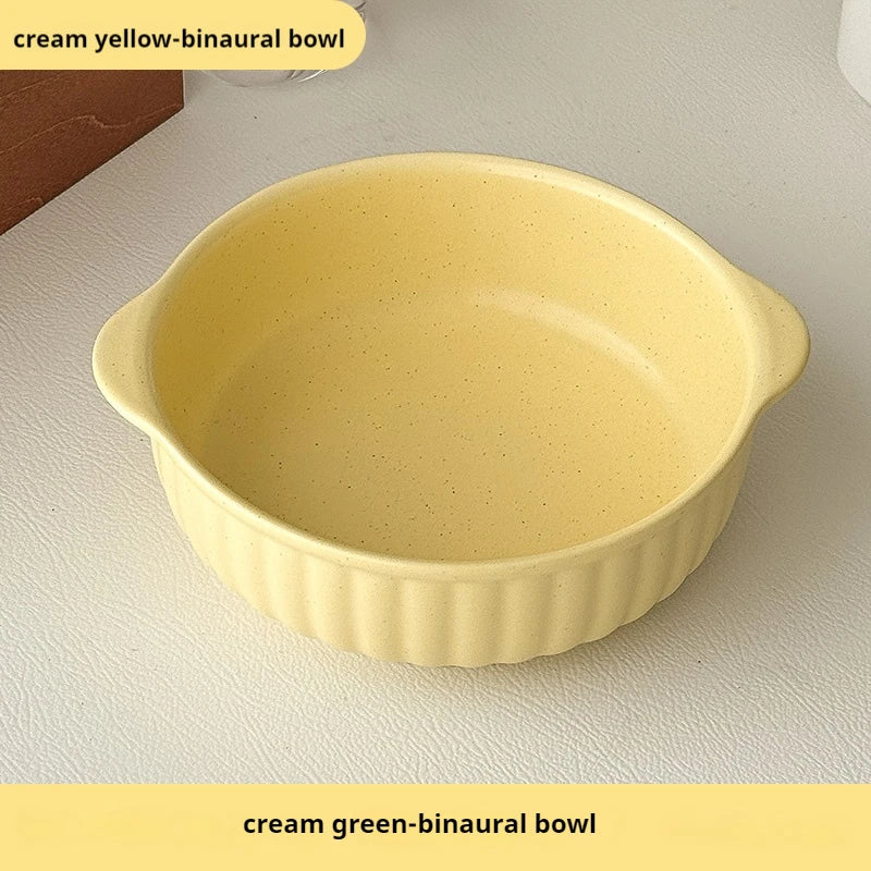 Dual-Handle Large-Capacity Ceramic Bowl