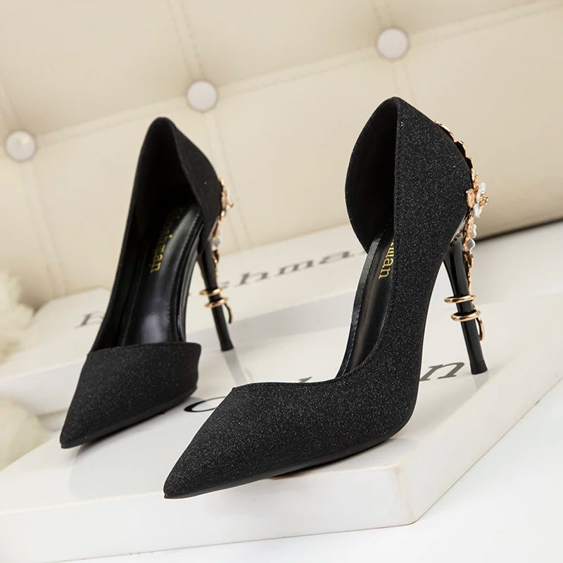 Rhinestone Silk Pumps