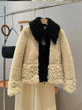 Contrast Faux-Shearling Patchwork Short Coat