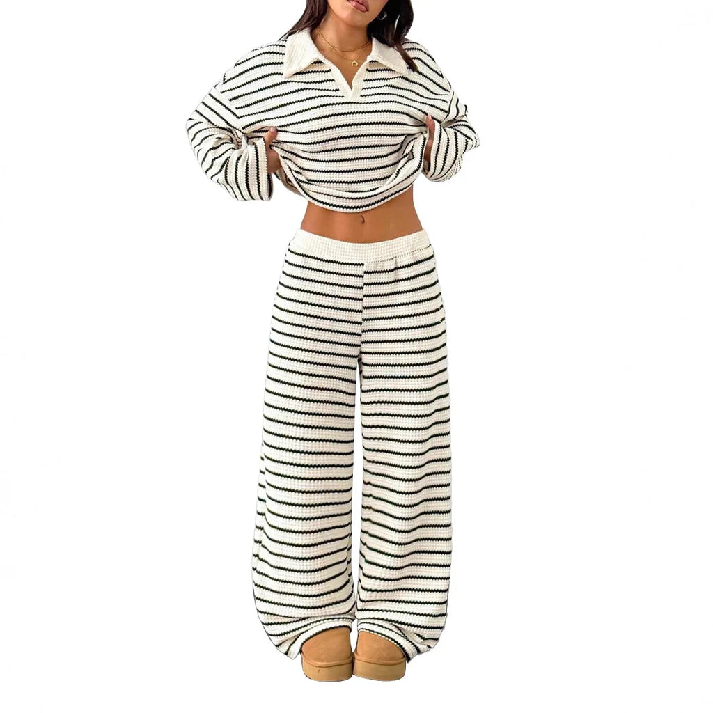 Casual Loose Striped Pants Set