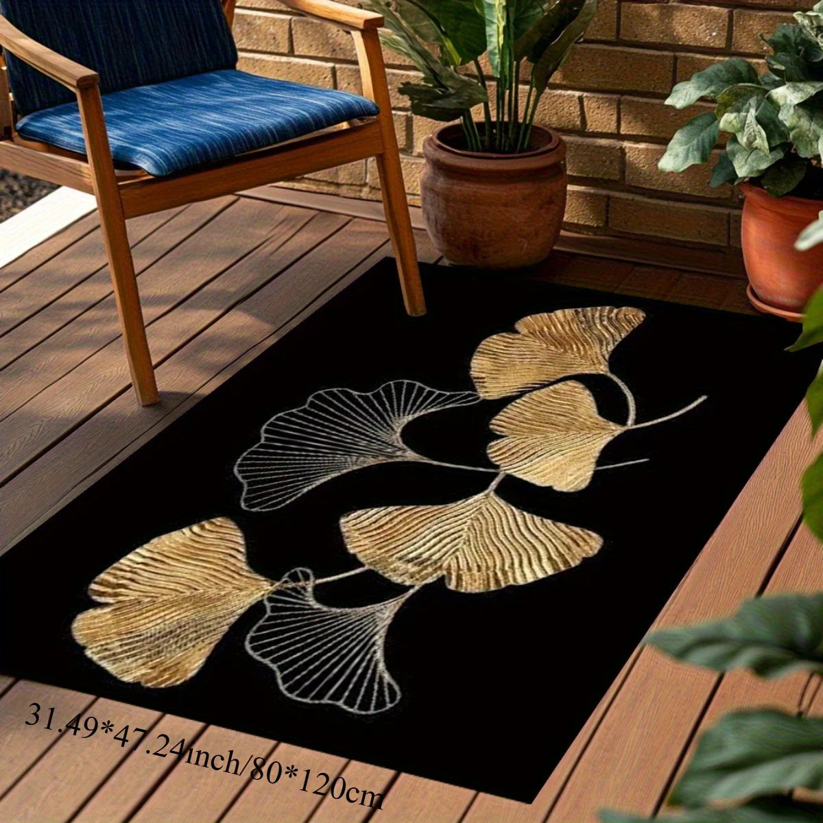 Flannel Printed Ginkgo Leaf Rug