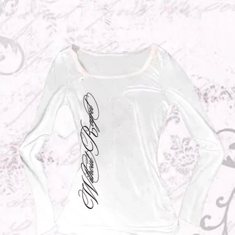Script Graphic Long Sleeve Top