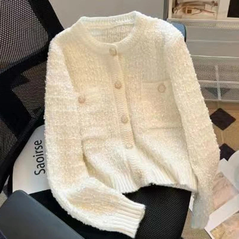 Single Breasted Round Neck Cardigan