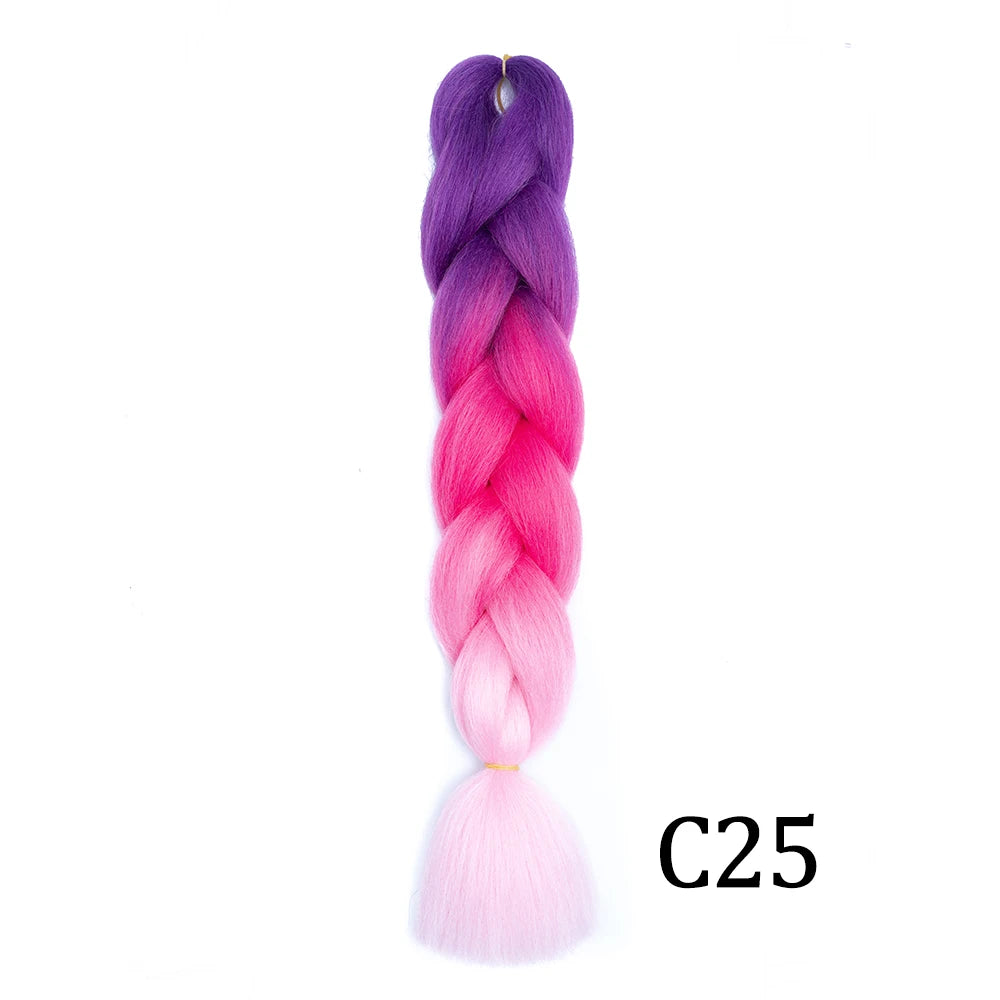 Synthetic 24Inch Long Jumbo Braids Extensions Yaki Straight Braiding Hair Afro Ombre Color Hair