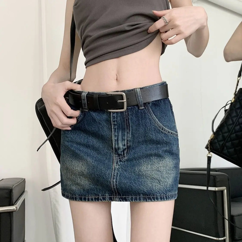 Faded Denim Mini Skirt