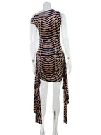 Vestido Estampado con Escote Barco