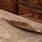 Incense Holder Leaf Shaped Incense Stick Tray Holder Alloy Antique Leaf Incense Burner Jewelry Tray Holder for