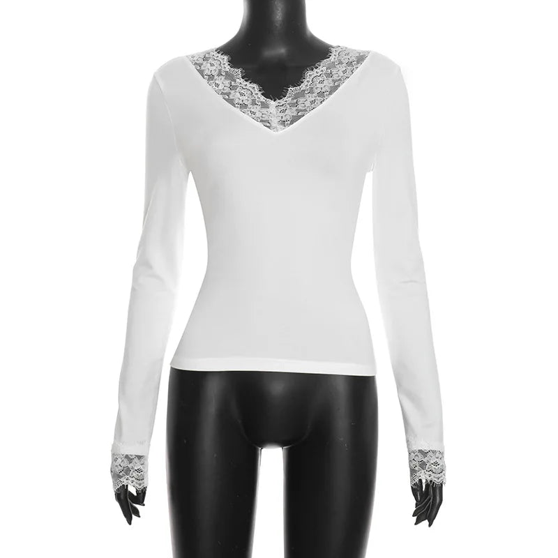 V-Neck Lace T-Shirt