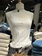 Sweet Lace Patchwork Slim Tank Top