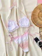 Ruffled Frilled Gradient Halter Bikini