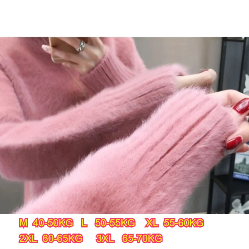 Imitation Mink Fur Thick Soft Plush Turtleneck