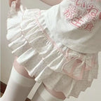 Harajuku Girls Lolita Mini Falda Y2K Mujer Estilo Japonés Lazo Faldas Plisadas Lindas Dulces Lunares Volantes Faldas con Capas Regalo