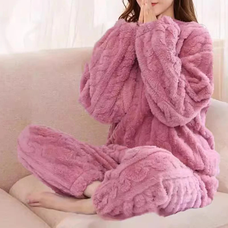 O-Neck Pullover Top + Plaid Loose Elastic Waist Pants Set