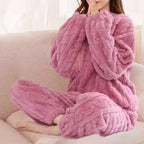 O-Neck Pullover Top + Plaid Loose Elastic Waist Pants Set