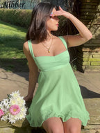 Solid Color Cutout Slim Sling Dress