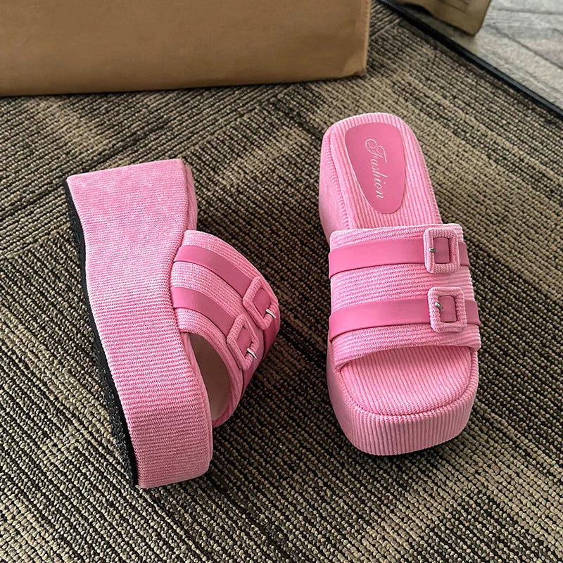 Square Head Platform Slippers