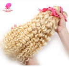 1 3 4 Bundles 613 Honey Blonde 100% Human Hair Platinum Colored Deep Curly Malaysian Deep Wave Bundle Remy Human Hair Extensions