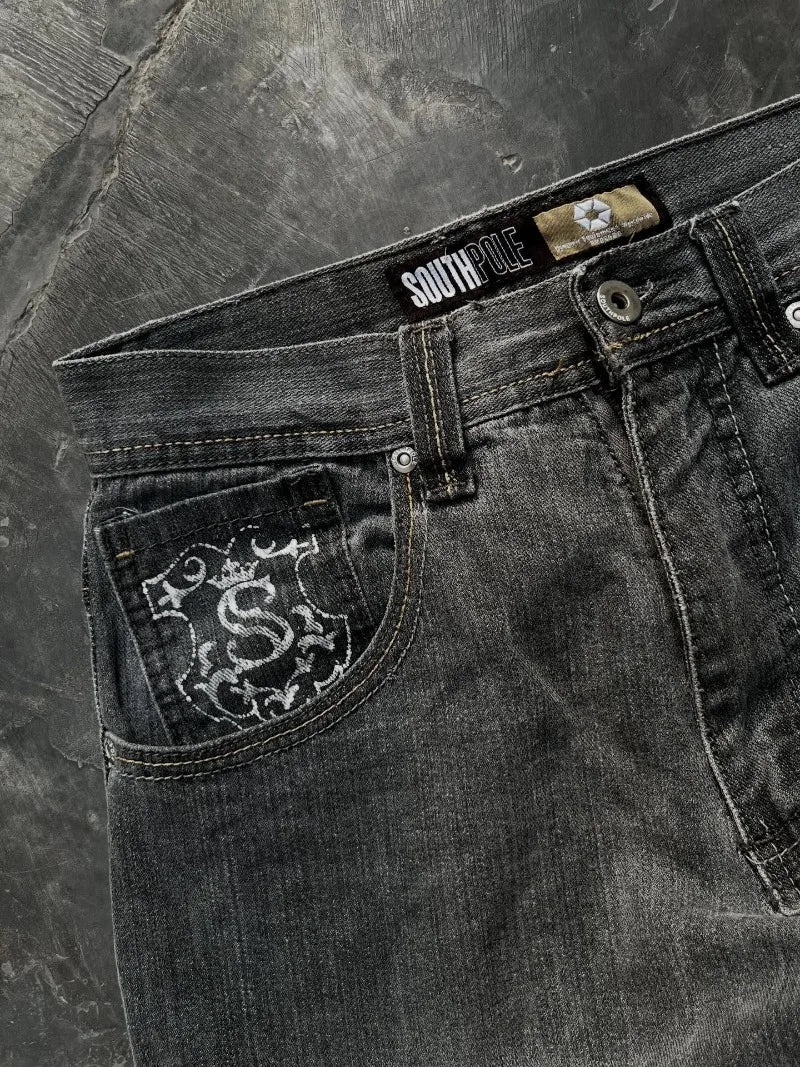 Jeans Anchos Estilo Gótico 2K Oversize Unisex Moda Japonesa High Street Vintage Pantalones Anchos Harajuku Hip-Hop Urbanos de Trabajo