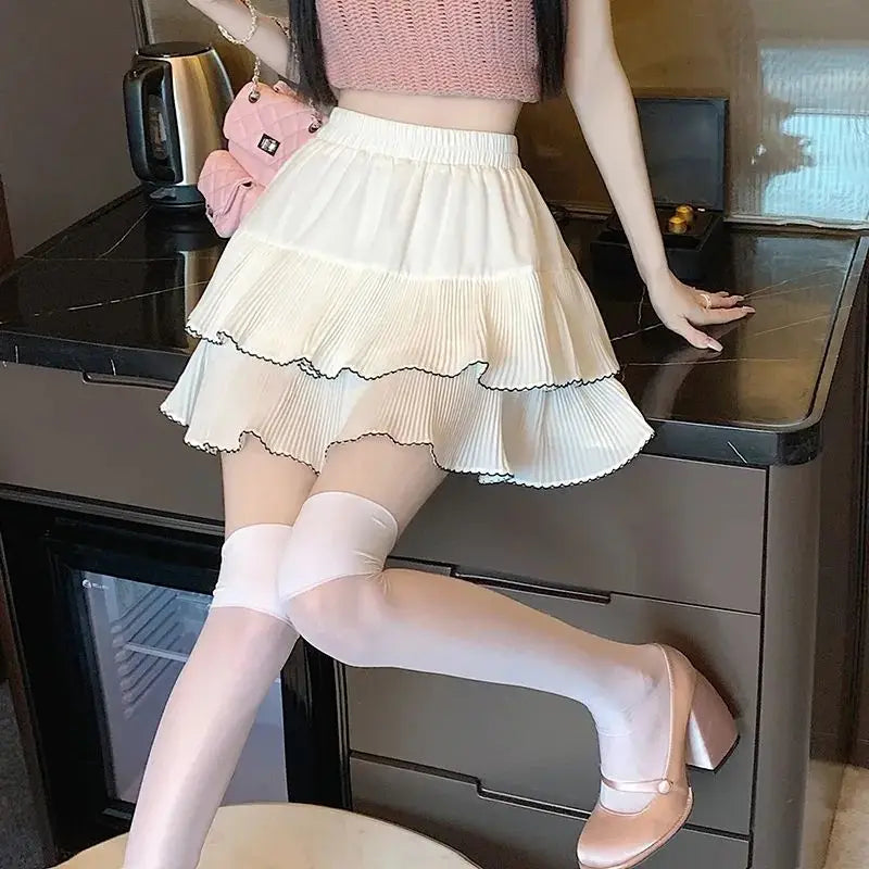 Falda de talle alto con vuelo y línea A