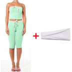 Patchwork Lace-up Shorts Two Piece Set