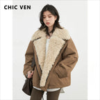 CHIC VEN Abrigos de Moda para Mujer Sueltos Casuales Nueva Chaqueta de Algodón Retro para Motocicleta Gruesa Cálida Abrigo Femenino Otoño Invierno 2025