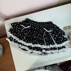 Falda de Volantes Escalona y Encaje con Lunares