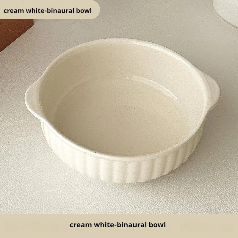 Dual-Handle Large-Capacity Ceramic Bowl