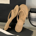 Round Thin Low Heel Sandals