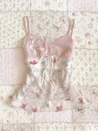 Top sin mangas con tirantes, floral y dulce