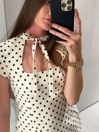 Lace-up Polka Dot Mini Dress