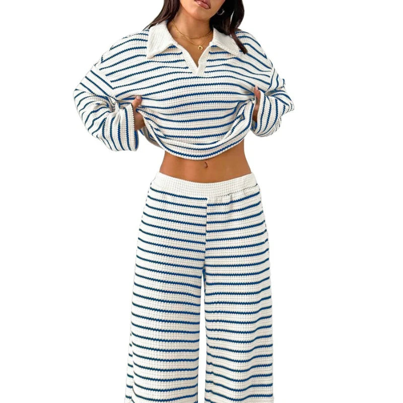 Casual Loose Striped Pants Set