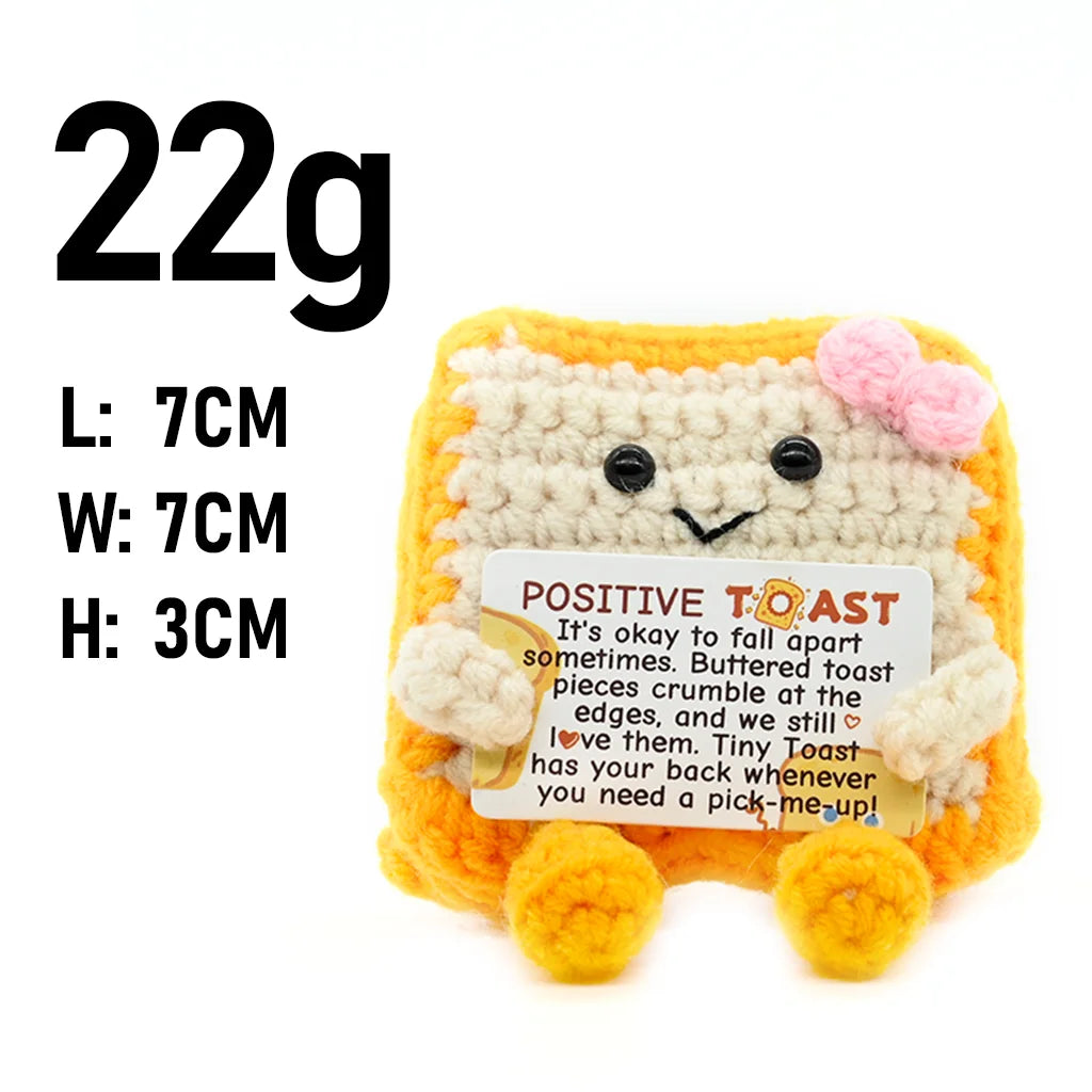 FoodSeries Positive Energy Donut Combo Crochet Doll Handmade Knitted Decor Ornament Encouragement Card Mini Desk Decor Gift