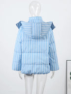 Abrigo informal de rayas holgado para mujer, con cremalleras, manga larga, cuello alto, chaquetas gruesas, para mujer, 2025, de calle, otoño, invierno