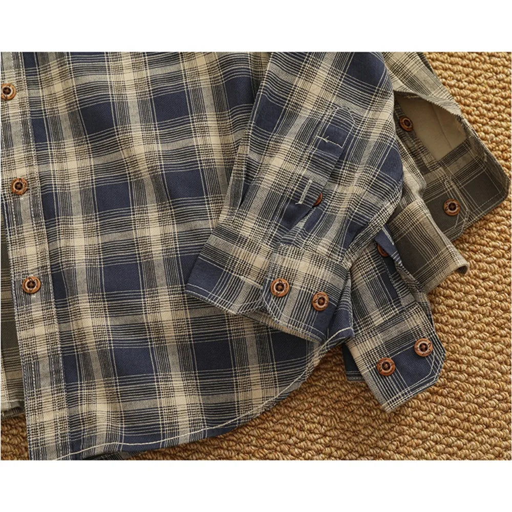 Pocket work plaid shirt