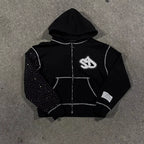 Tendencia de moda urbana Y2K, sudadera con capucha y cremallera con cuello de piel, estilo Harajuku, informal, holgada, gruesa, unisex, cálida.