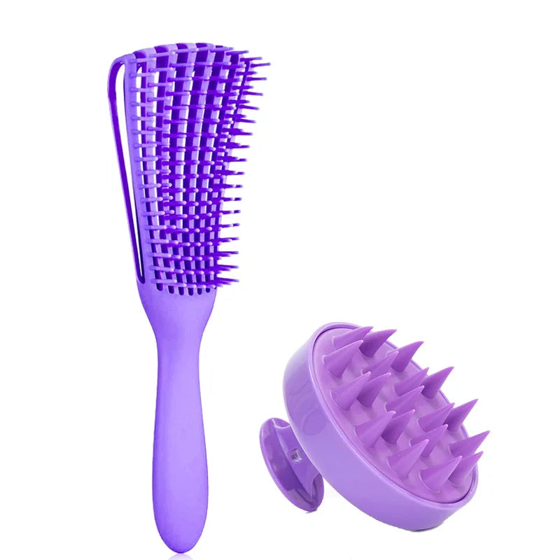 2Pcs/Set Detangling Hair Brush & Silicone Scalp Massager Shampoo Brush Set