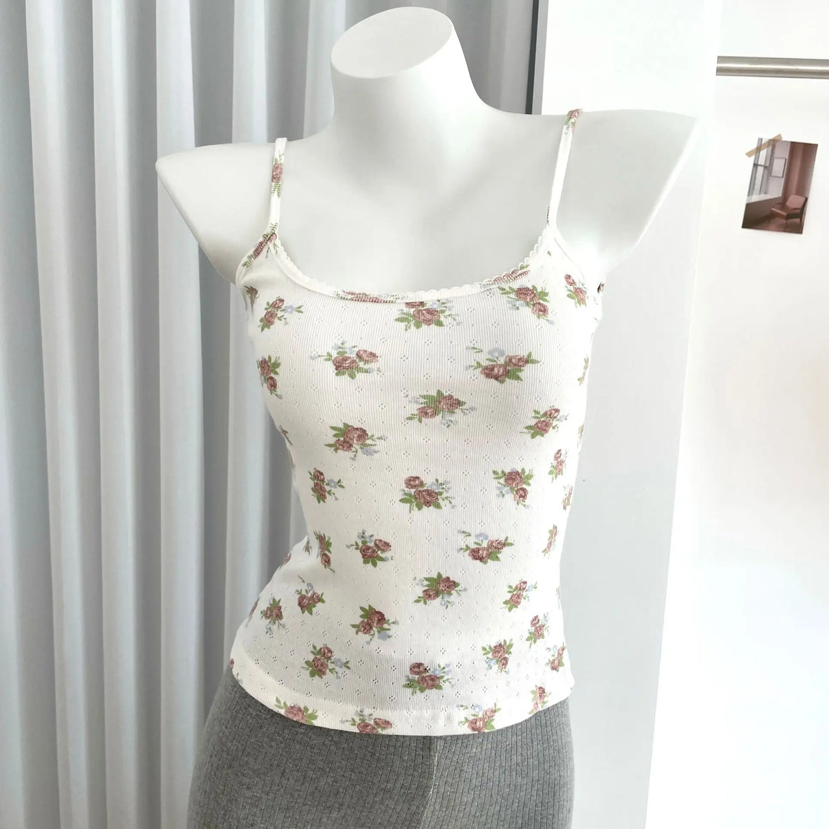 Floral Eyelet Bow Crop Top