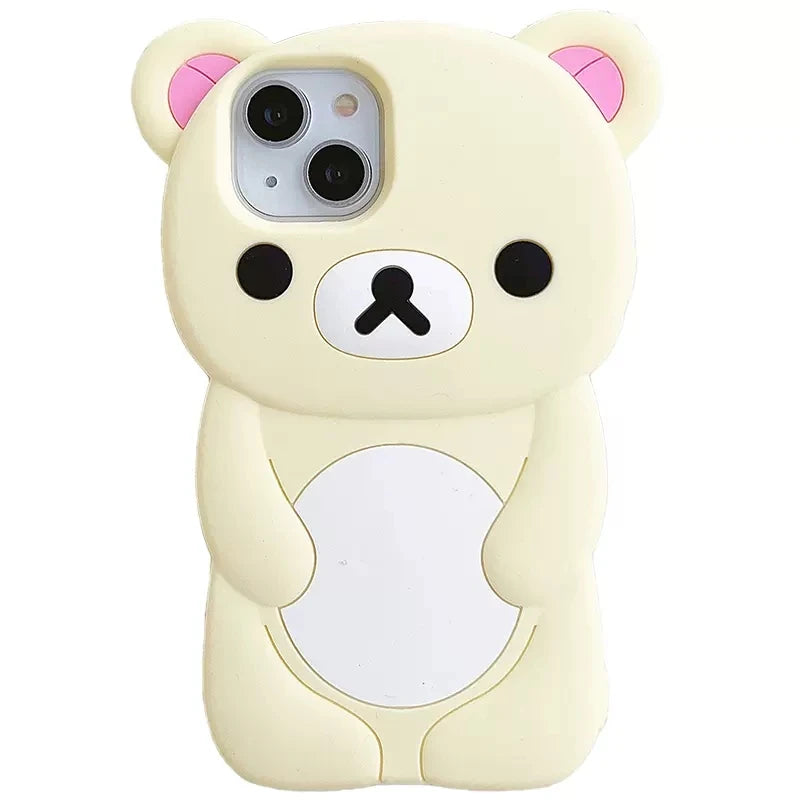 Bear Silicone Soft Cover Case For iPhone 17 16 15 14 13 12 11 Pro Max mini Plus Xs XR 6 7 8 Plus