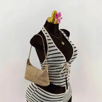 Knitted Lace up Slim Fit Halterneck Vest + Half-Length Shorts Set