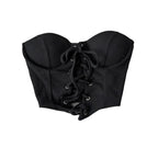 Tops sin espalda para mujer, nueva llegada, cuello tipo slash, sujetador incorporado, ombliguera, con cordones, camisola ajustada, verano, vintage, gallus, dropship