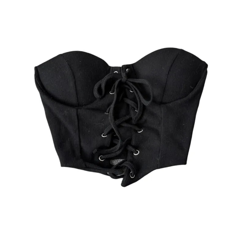 Tops sin espalda para mujer, nueva llegada, cuello tipo slash, sujetador incorporado, ombliguera, con cordones, camisola ajustada, verano, vintage, gallus, dropship