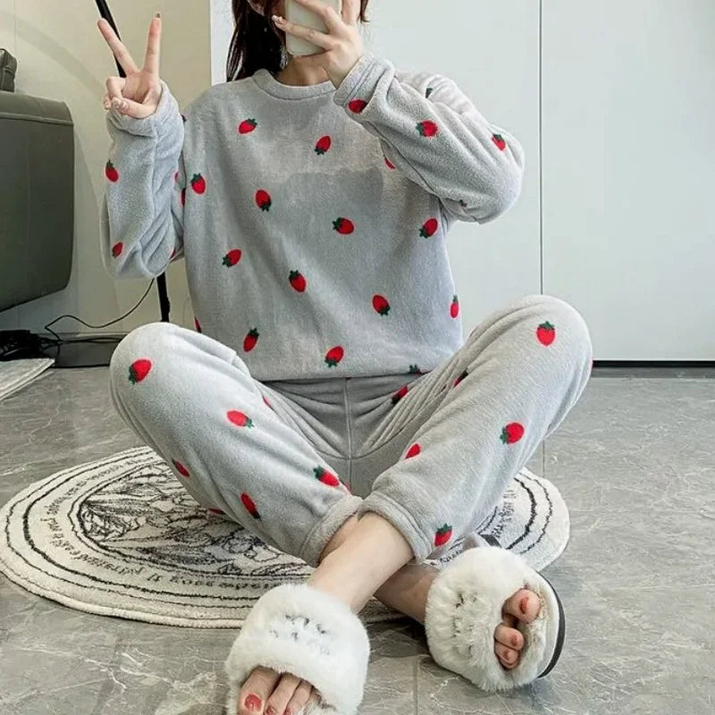 O-Neck Pullover Top + Plaid Loose Elastic Waist Pants Set