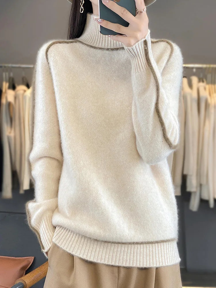 100% Merino Wool Mock Collar Sweater